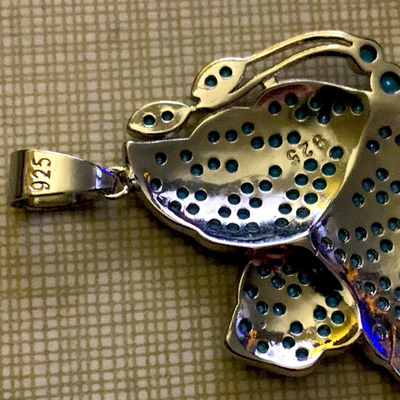 NEW Butterfly blue turquoise pendant only - Picture 9 of 10